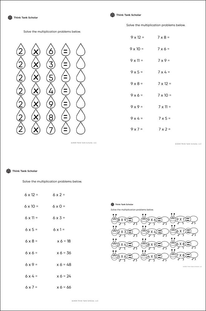Multiplication Free Worksheet Exercises